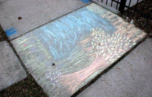 This is prity prity good. Justin claims it was his, and that he is using his many degrees for sidewalk-chalk-painting.