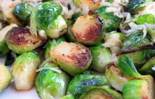 You have to like german food and kraut for this one. Brussel sprouts, pan fried with olive oil, butter, nutmeg, fresh sage, salt, pepper, and sauerkraut. DELICIOUS.