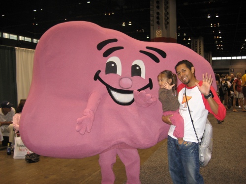 Love your liver! This is my friend, Joe Davis. He likes to dress as Liver Man and show up at marathons and hockey games to encourage people to love their livers. Doesn't he look loveable?
