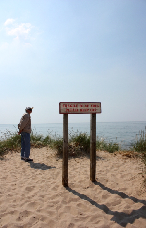 Here is Grandpa on the dunes. He is quite the daredevil, as you can see. Sign reads